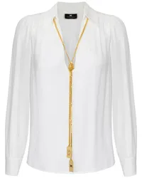 Elisabetta Franchi Georgette-Bluse mit Halsketten Weiß