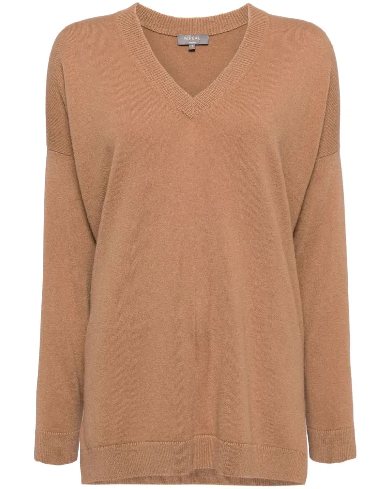 N.Peal Langer Kaschmirpullover - Nude Nude
