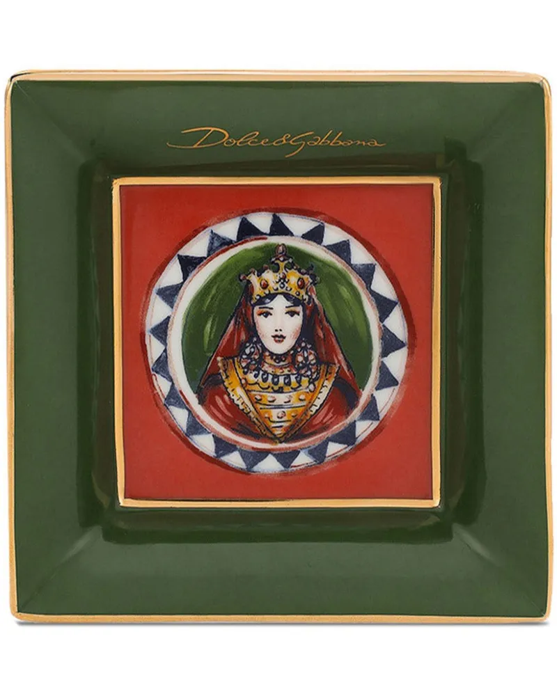Dolce & Gabbana Deko-Tablett aus Porzellan - Grün Grün