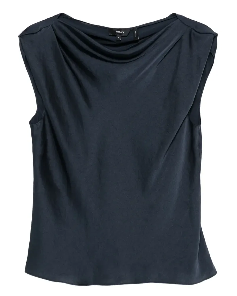 Theory Top mit drapiertem Kragen - Blau Blau
