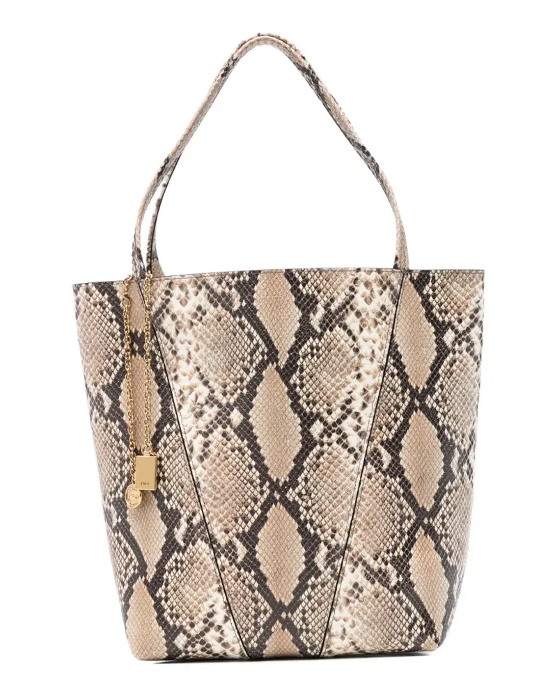 Chloé snakeskin-effect leather bucket bag - Nude Nude