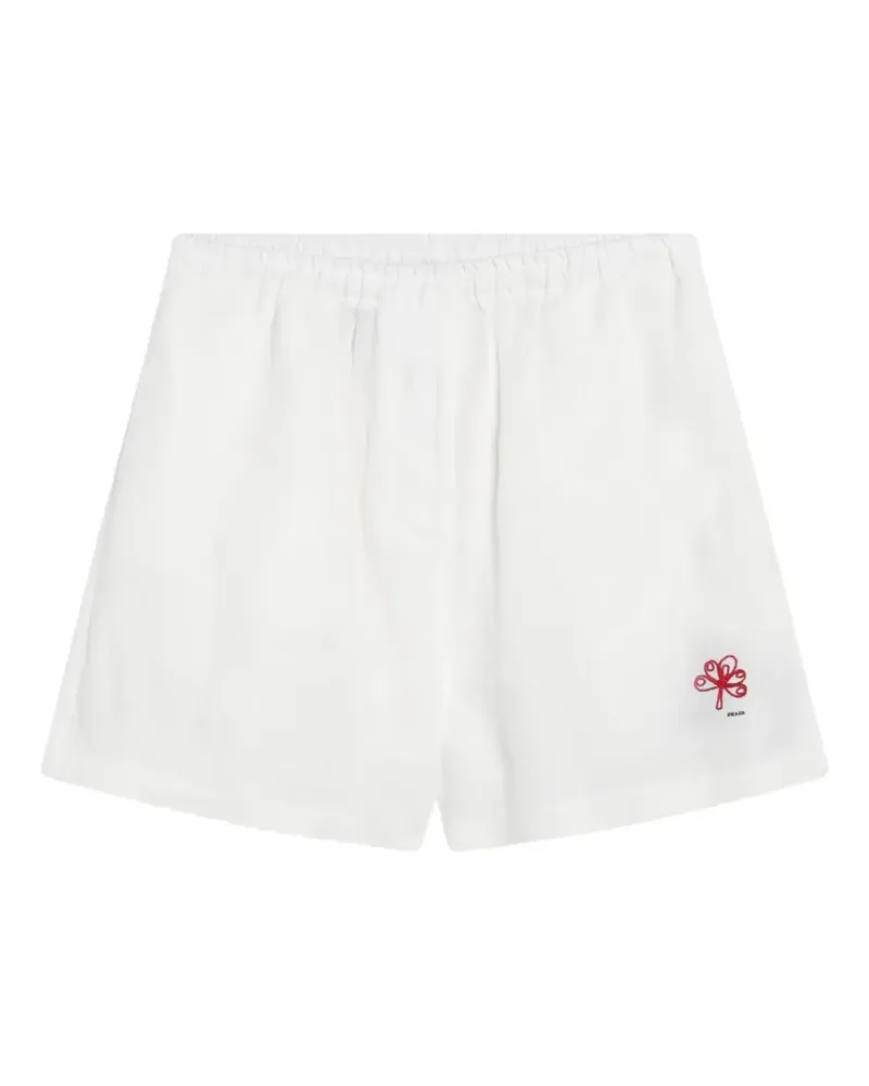 Prada Bestickte Shorts mit elastischem Bund - Weiß Weiß