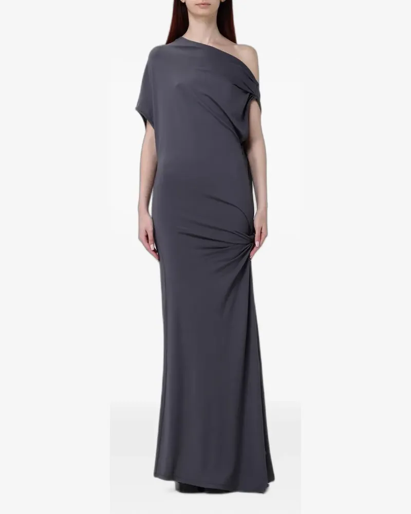 120% Lino asymmetric knot-detail maxi dress - Grau Grau