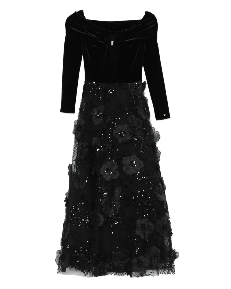 NISSA floral-appliqué dress - Schwarz Schwarz
