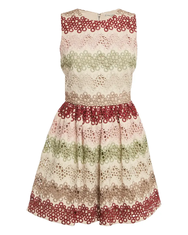 Alice + Olivia Joyce lace striped dress - Nude Nude