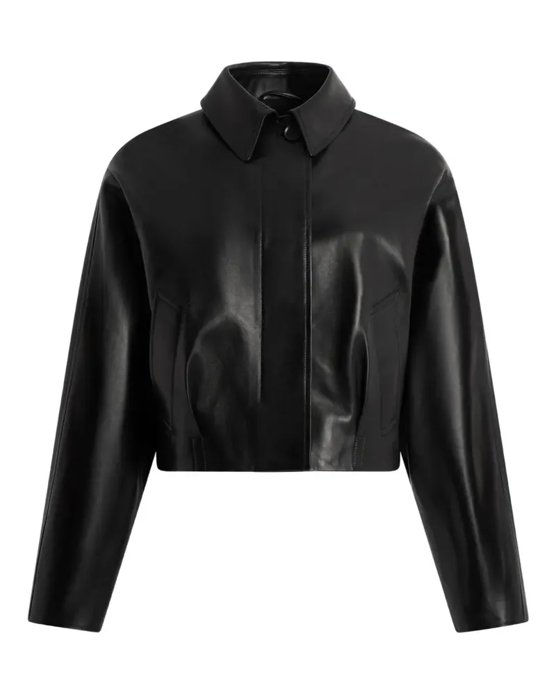 Bally Lederjacke mit Hemdkragen - Schwarz Schwarz