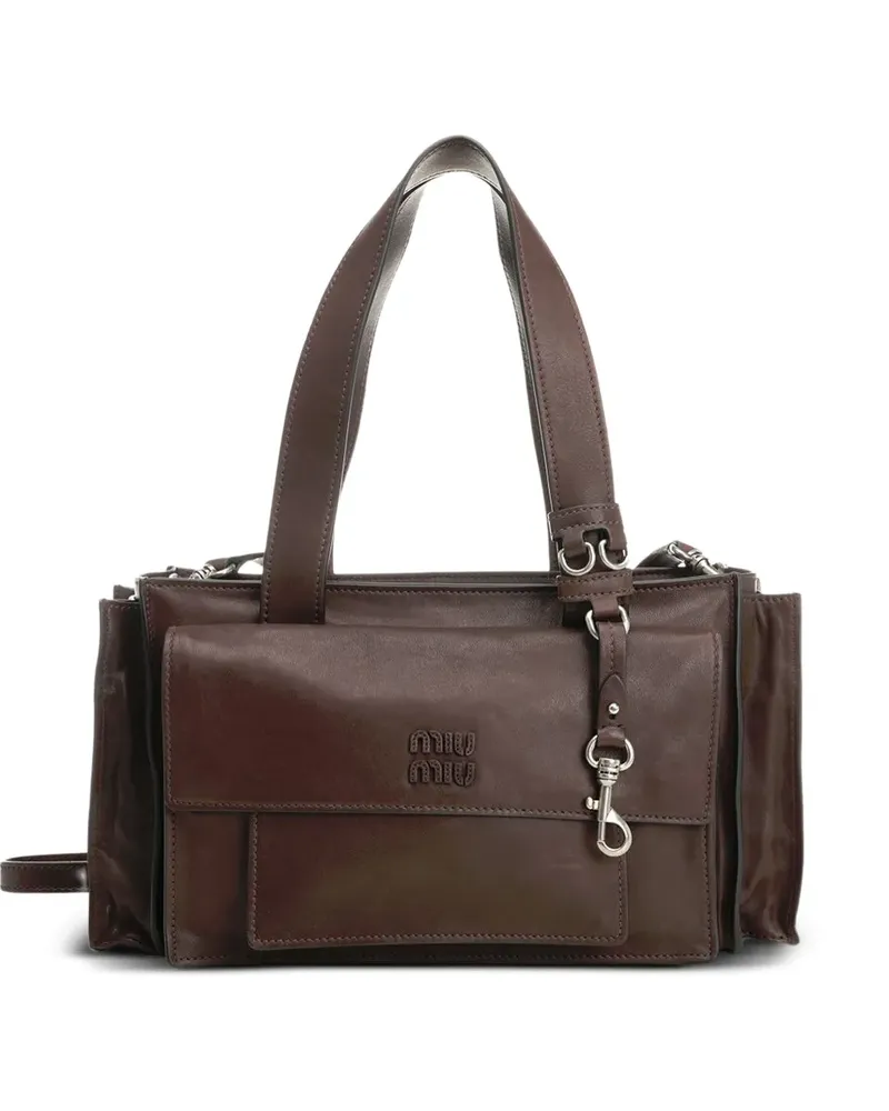 Miu Miu Utilitaire Pocket Tote Bag - Braun Braun