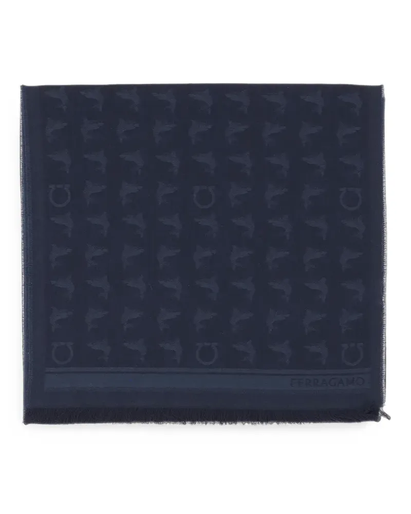 Ferragamo Jacquard-Schal mit Hai-Print - Blau Blau