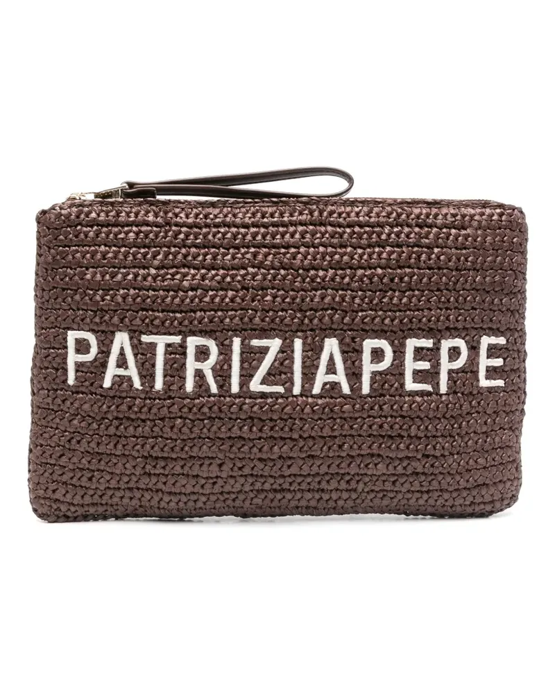 Patrizia Pepe Clutch mit Logo-Stickerei - Braun Braun