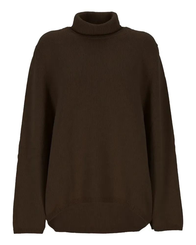 Lorena Antoniazzi roll-neck asymmetric-hem knit - Braun Braun