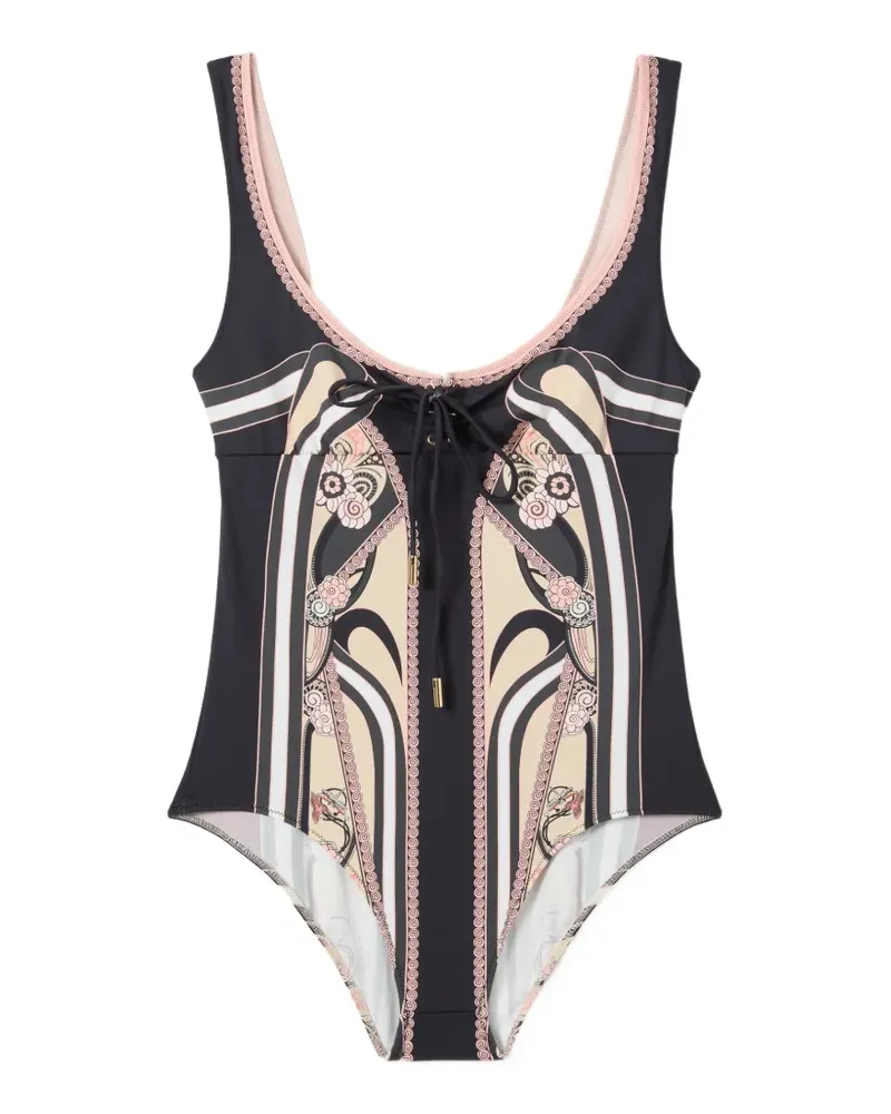 La DoubleJ Sunset Badeanzug mit Blumenmuster - Schwarz Schwarz