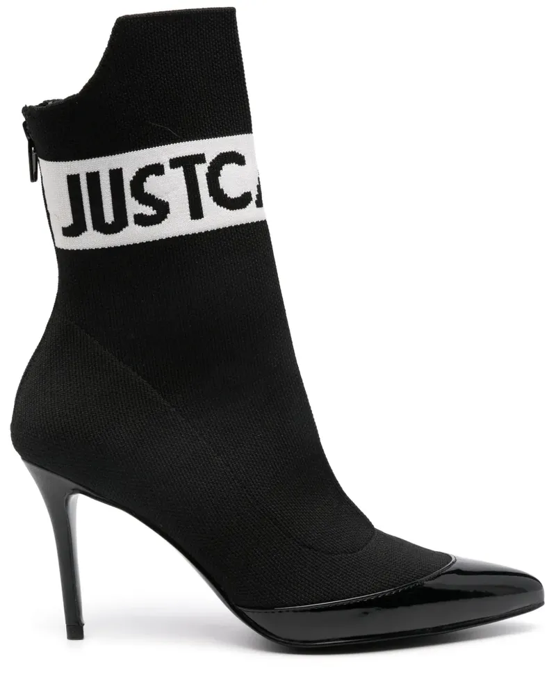 Just Cavalli Stiefeletten mit Intarsien-Logo - Schwarz Schwarz