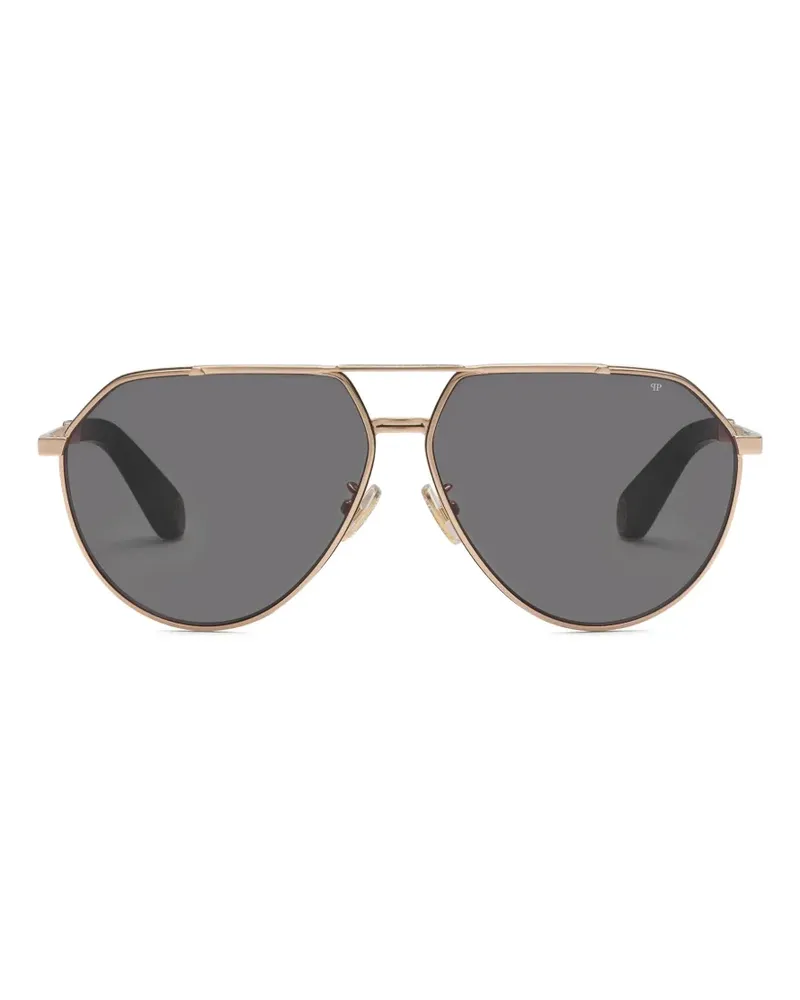 Philipp Plein Sonnenbrille mit ikonischem Detail - Schwarz Schwarz