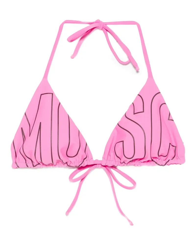 Moschino logo-print triangle bikini top - Rosa Rosa