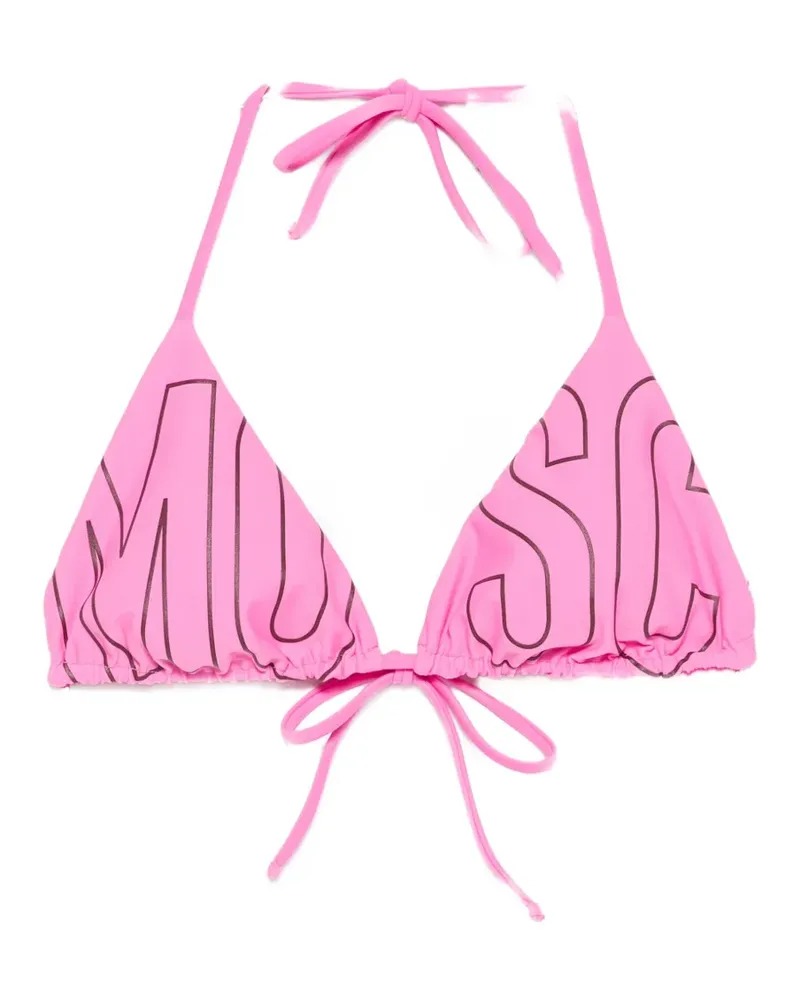 Moschino logo-print triangle bikini top - Rosa Rosa