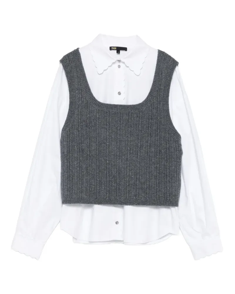 Maje Geripptes Hemd im Layering-Look - Grau Grau