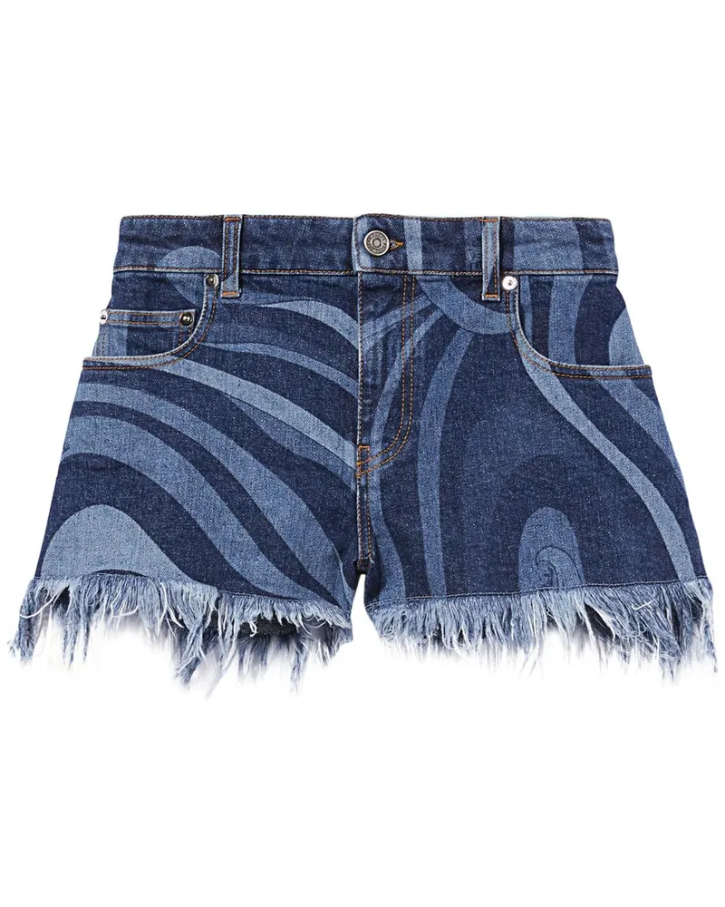 Emilio Pucci Jeans-Shorts mit Marmo-Print - Blau Blau