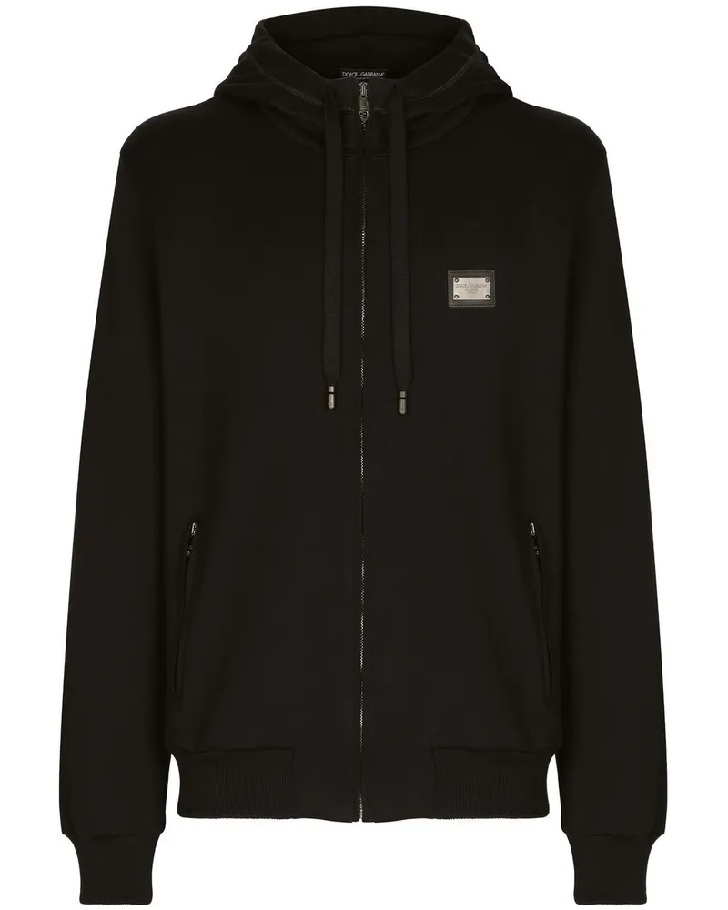Dolce & Gabbana Hoodie mit Logo-Schild - Schwarz Schwarz