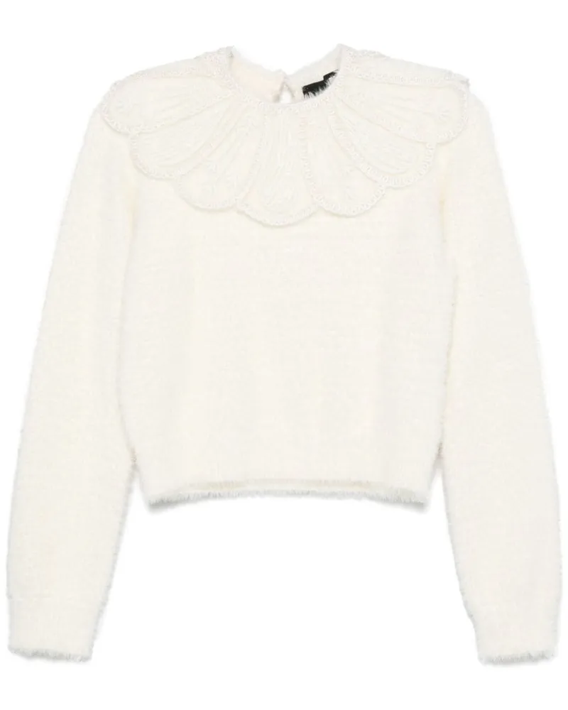 ROTATE Birger Christensen Strickpullover mit Spitzenkragen - Weiß Weiß