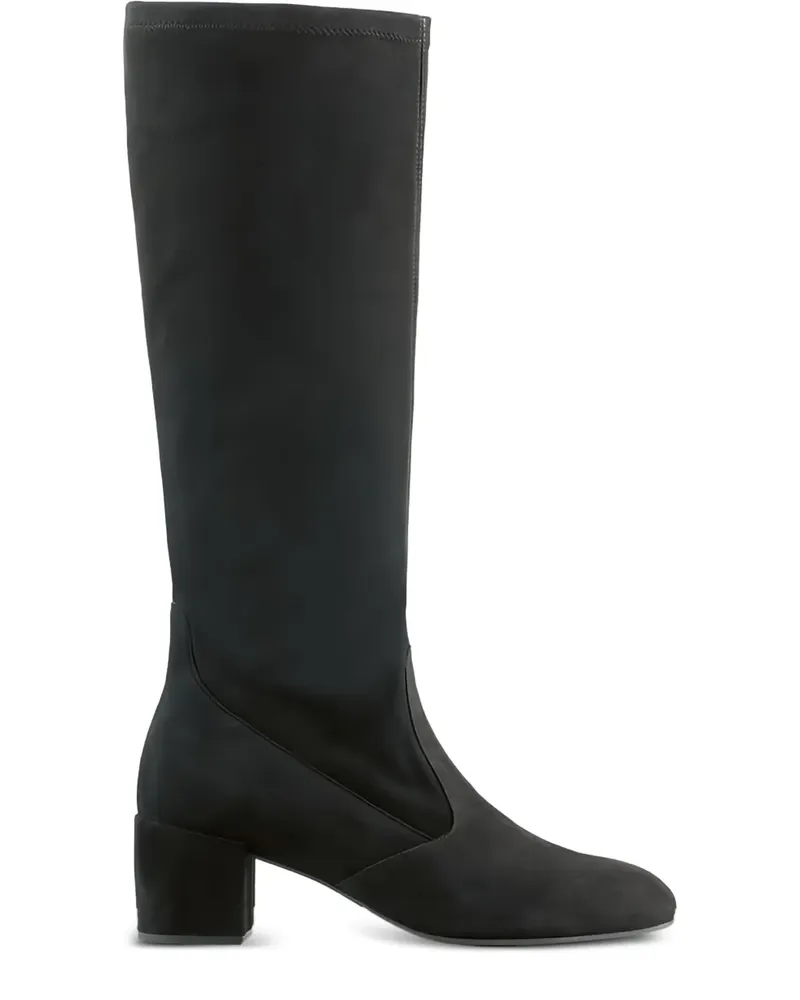 Högl Kniehohe Jules Wildlederstiefel mit Blockabsatz 55mm - Schwarz Schwarz