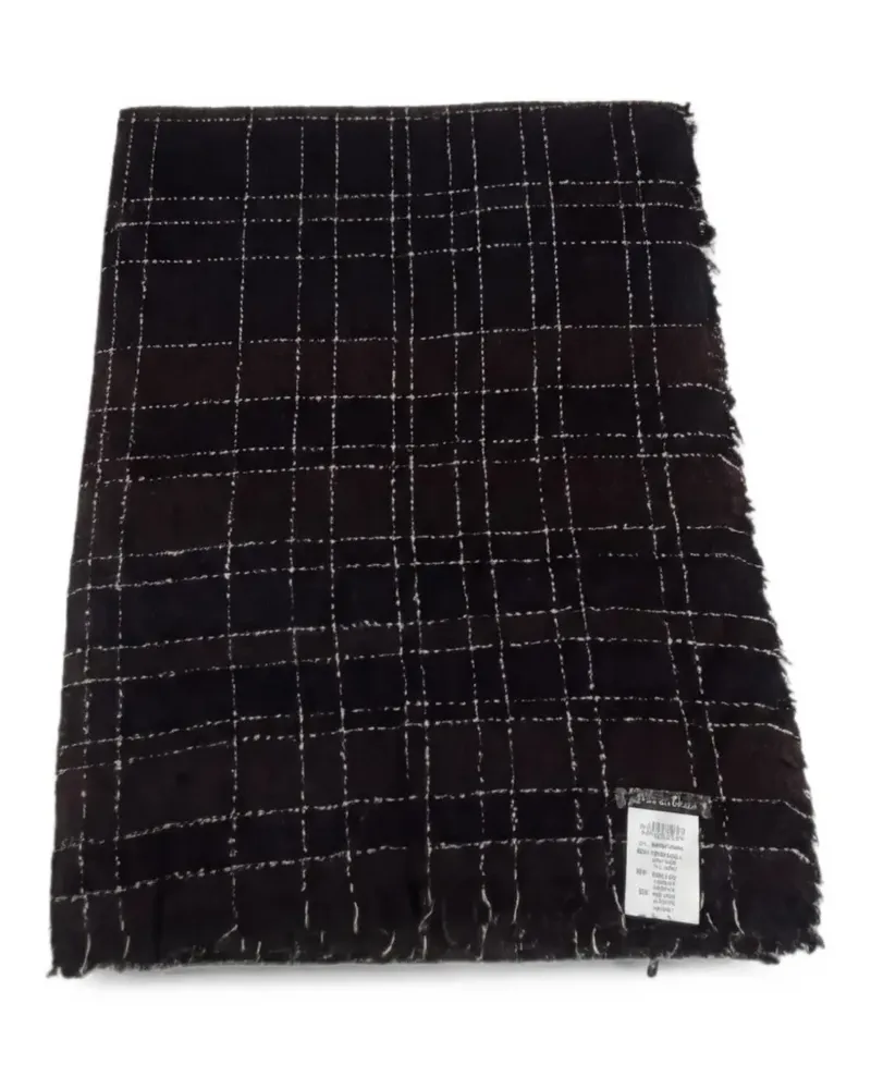 Faliero Sarti check-pattern frayed scarf - Schwarz Schwarz