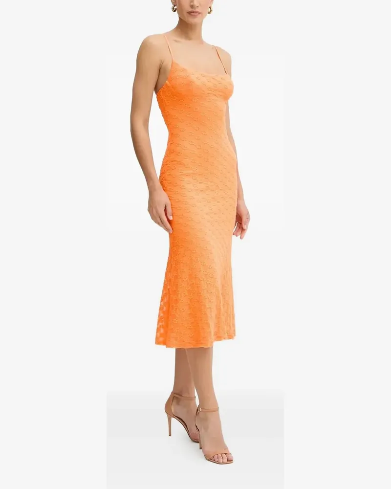 Bardot Midikleid aus Blumenspitze - Orange Orange