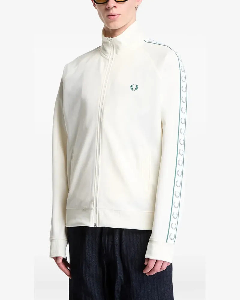 Fred Perry logo-embroidered tape-detail track jacket - Weiß Weiß
