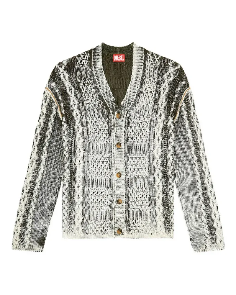 Diesel Oval D Cardigan mit Zopfmuster - Grün Grün