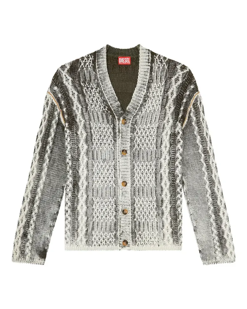Diesel Oval D Cardigan mit Zopfmuster - Grün Grün