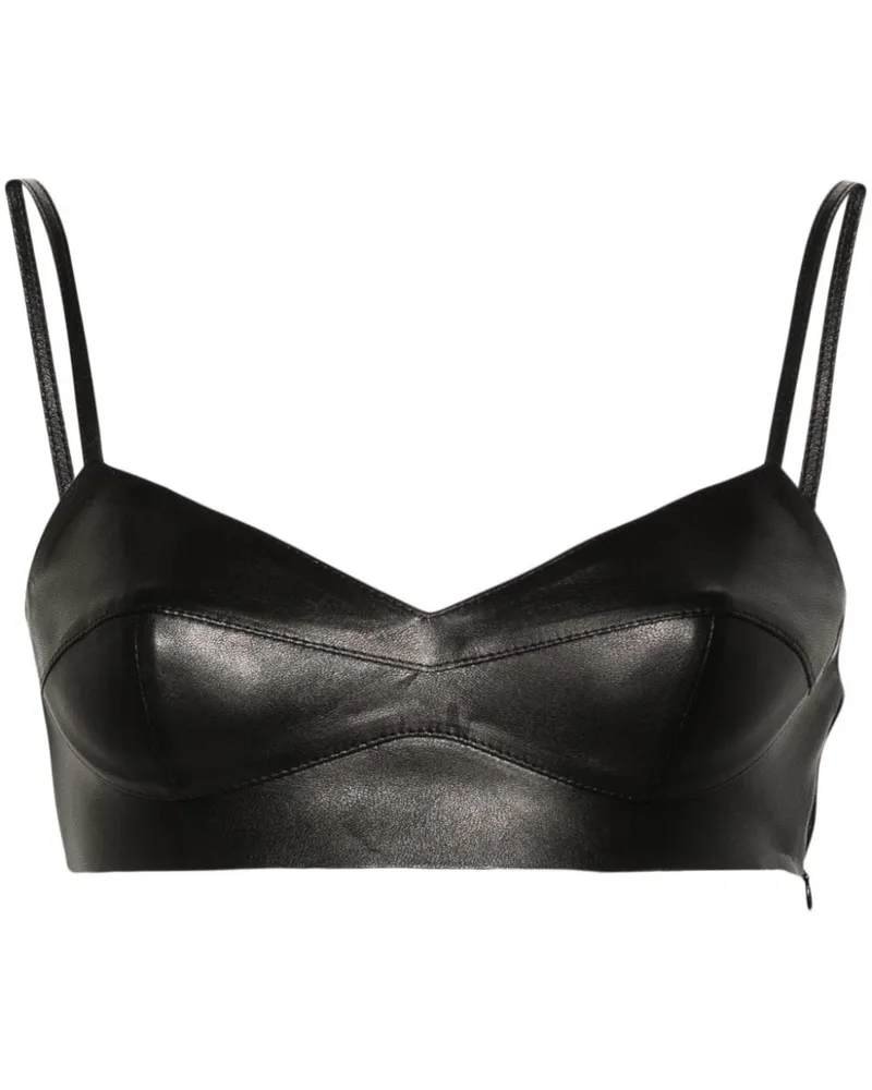 Blumarine Cropped-Oberteil aus Leder - Schwarz Schwarz
