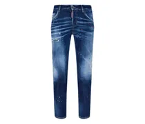 Skinny-Jeans mit Tragefalten - Blau
