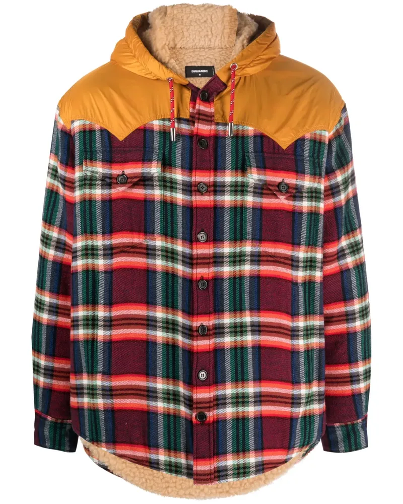 Dsquared2 Kapuzenjacke mit Karomuster - Rot Rot