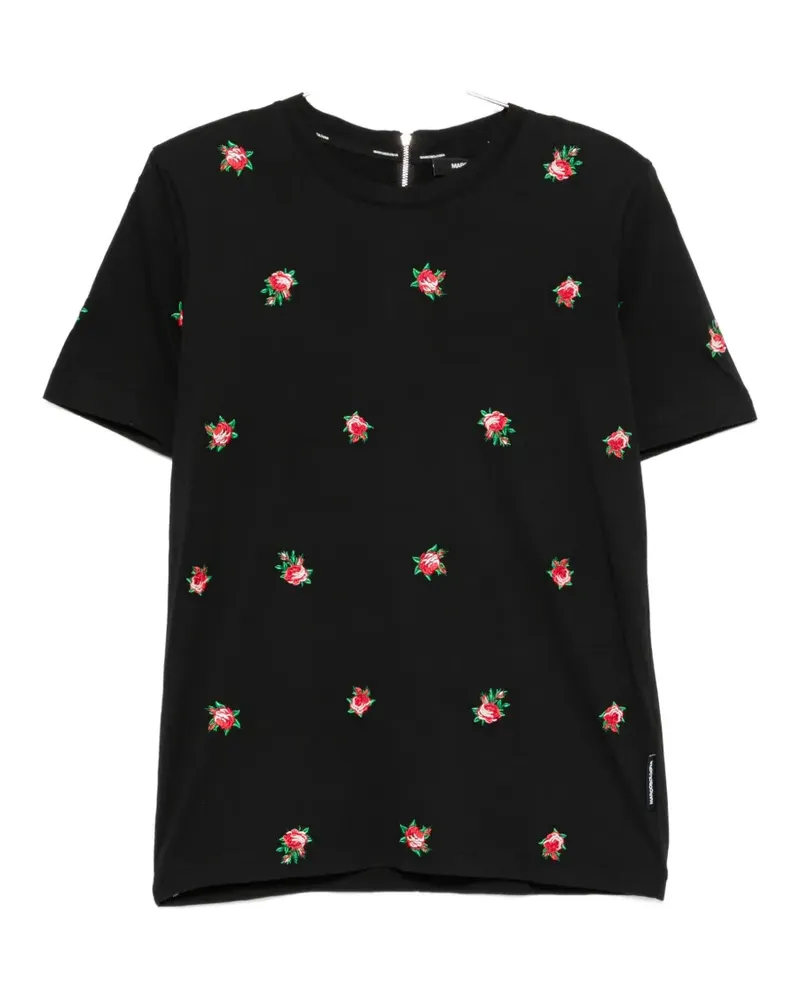 Marco Bologna floral-embroidered zip-fastening T-shirt - Schwarz Schwarz