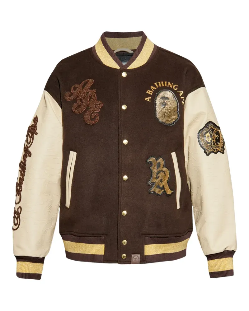 BAPE Bestickte Bomberjacke - Braun Braun