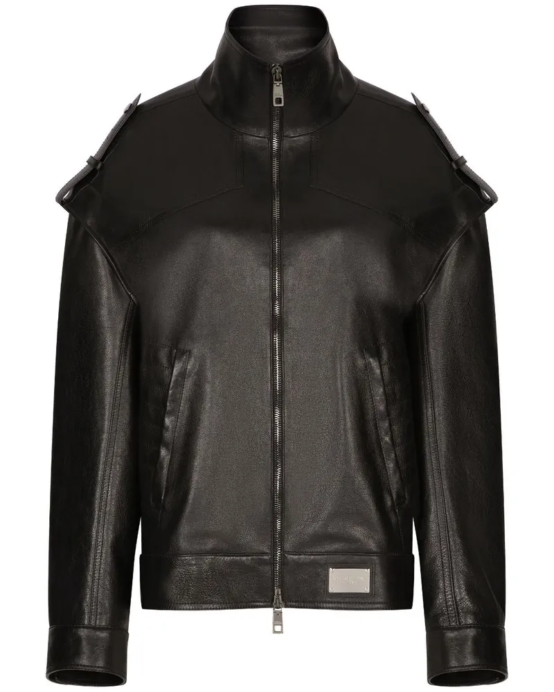 Dolce & Gabbana Bomberjacke aus Leder - Schwarz Schwarz