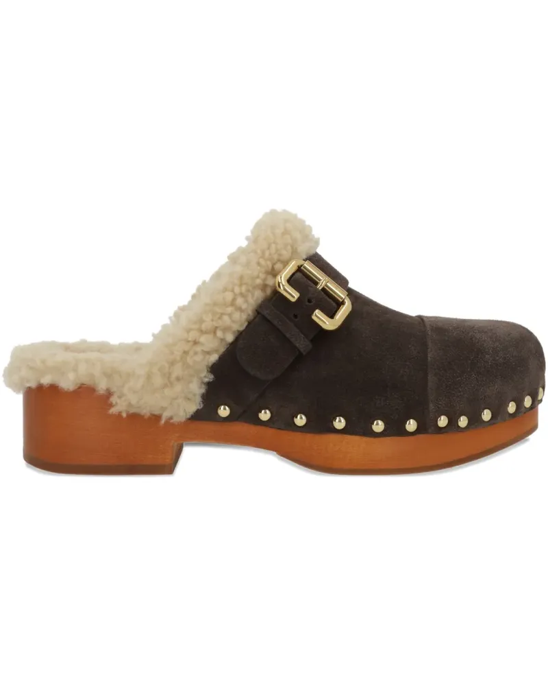 Chloé Jeannette Clogs mit Shearling-Besatz 35mm - Braun Braun