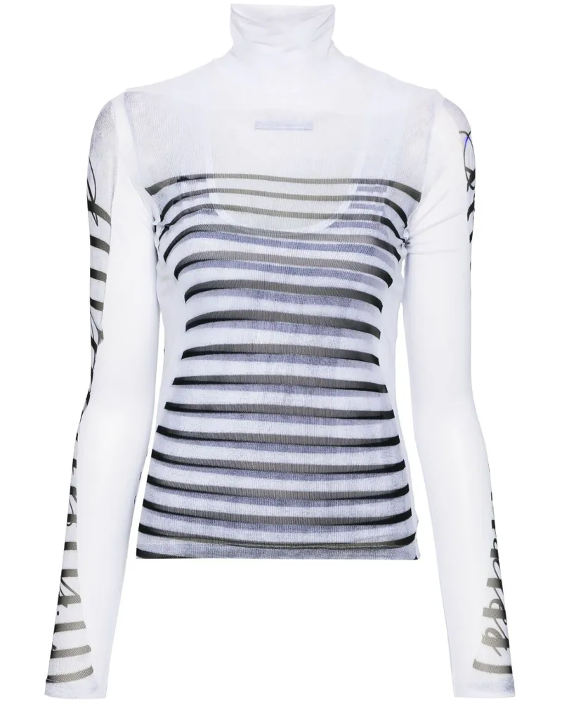 Jean Paul Gaultier Gestreiftes T-Shirt - Weiß Weiß