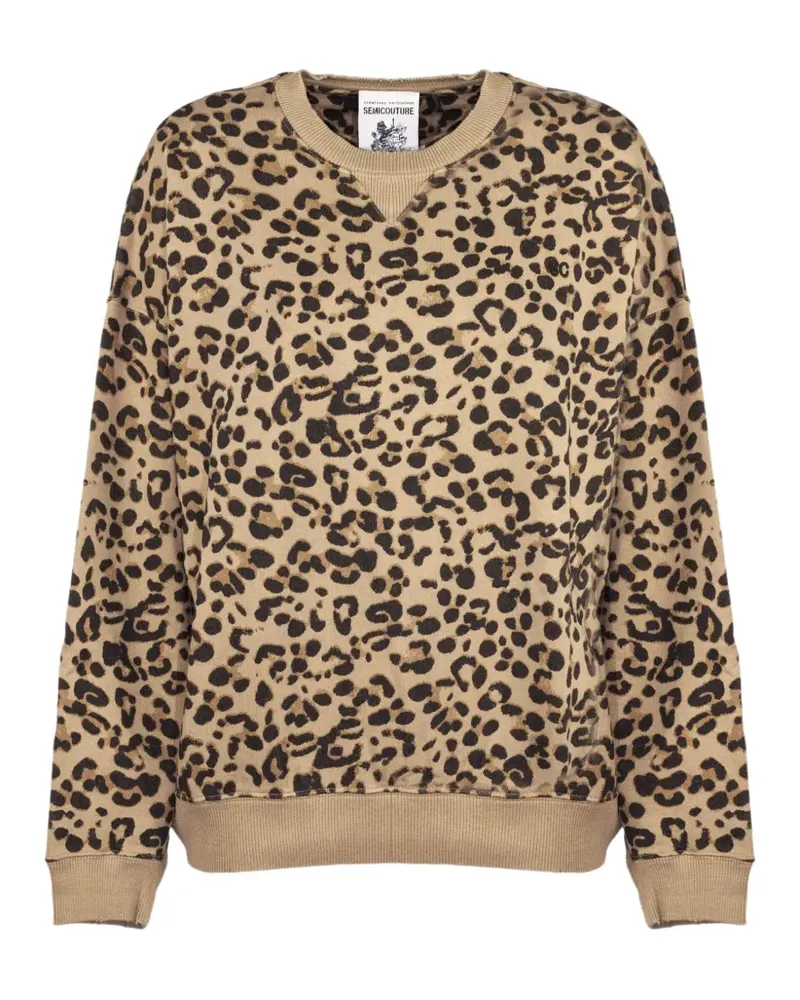 Semicouture animal-print round-neck sweatshirt - Nude Nude