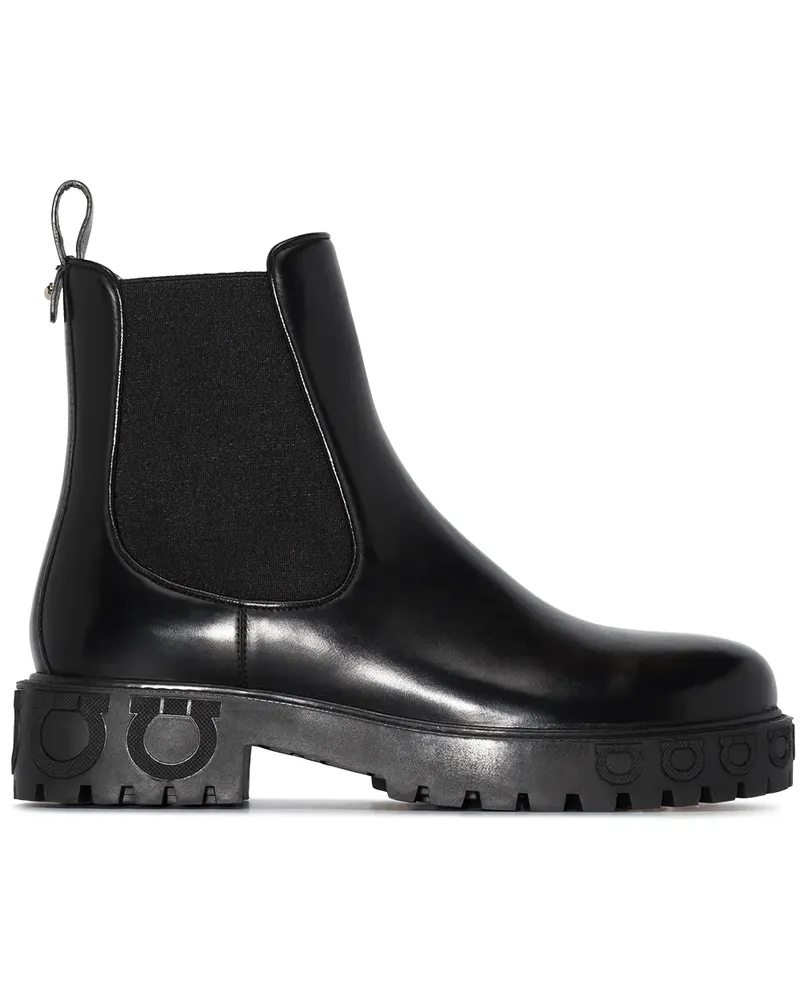 Ferragamo Chelsea-Boots mit Logo - Schwarz Schwarz