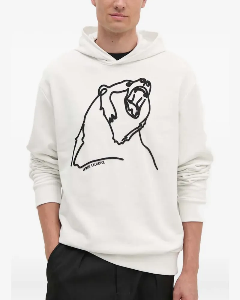 Armani Exchange bear-embroidered hoodie - Weiß Weiß