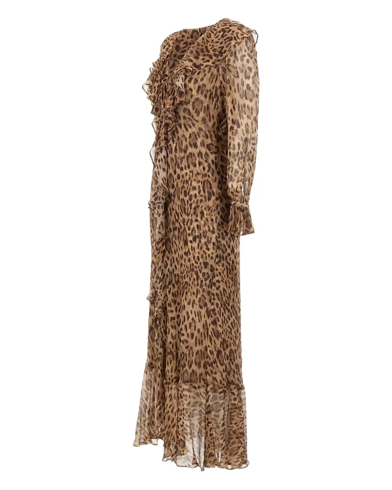 RIXO Grayce ruffled animal-print dress - Braun Braun