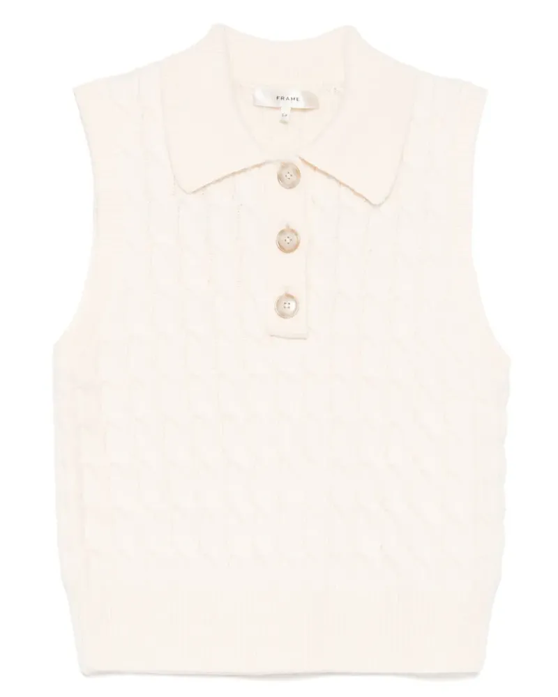 Frame Denim Poloshirt mit Zopfmuster - Weiß Weiß