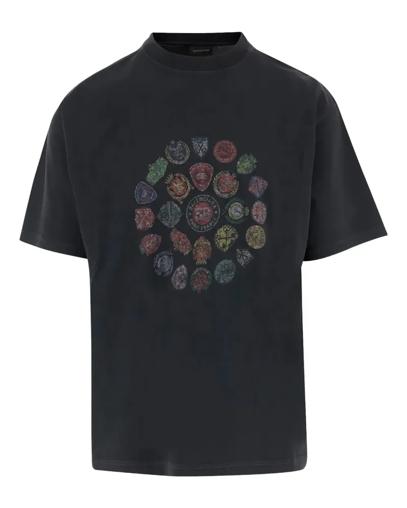 Balenciaga Spiral Crest T-Shirt - Schwarz Schwarz