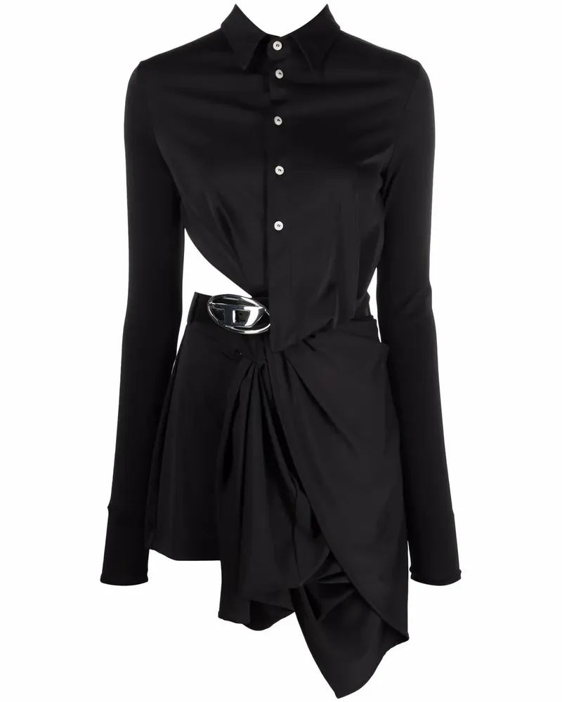 Diesel Asymmetrisches D-Elm Hemdkleid - Schwarz Schwarz
