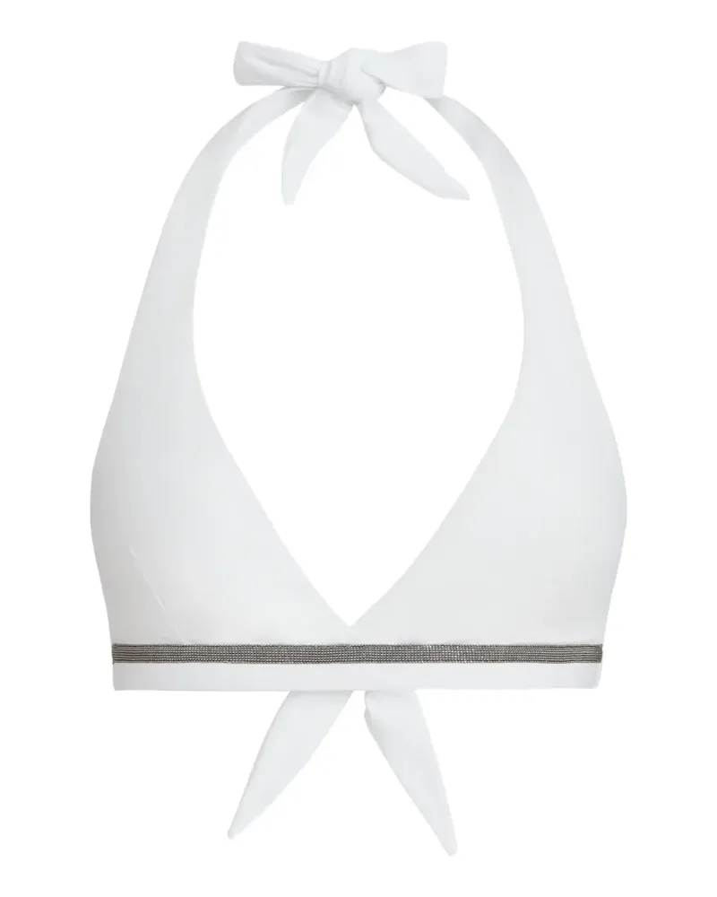 Brunello Cucinelli Techno-Jersey Bikini-Top mit Monili - Weiß Weiß