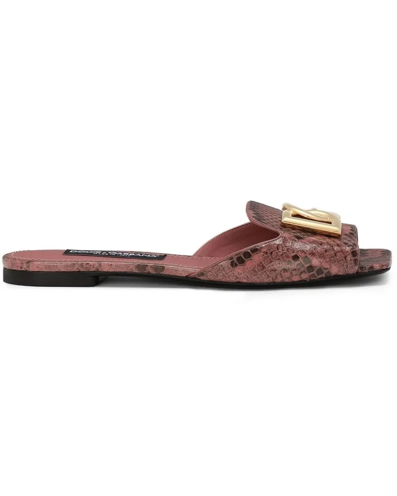 Dolce & Gabbana Pantoletten mit DG-Schild - Rosa Rosa