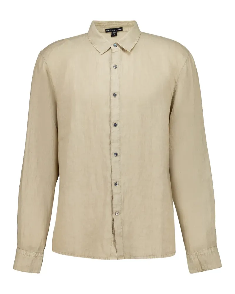 James Perse long-sleeve linen shirt - Nude Nude