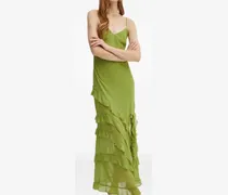 ruffled V-neck midi dress - Grün