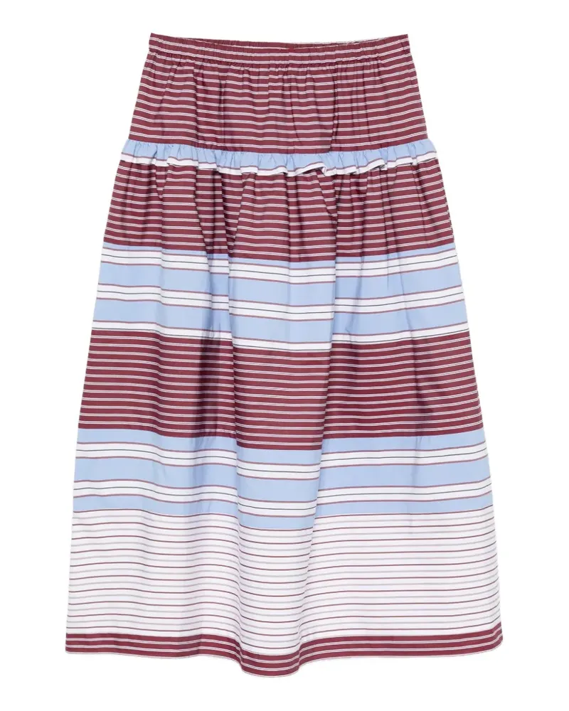 Sandro Dolores striped tiered A-line mid skirt - Rot Rot