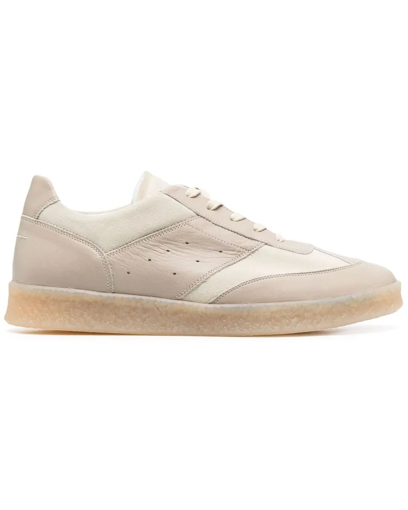 Maison Margiela 6 Court Sneakers mit Kontrasteinsätzen Nude